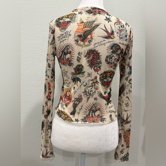 Ed Hardy Multicolor Tattoo Graphic Long Sleeve Tee - Picture 2 of 9